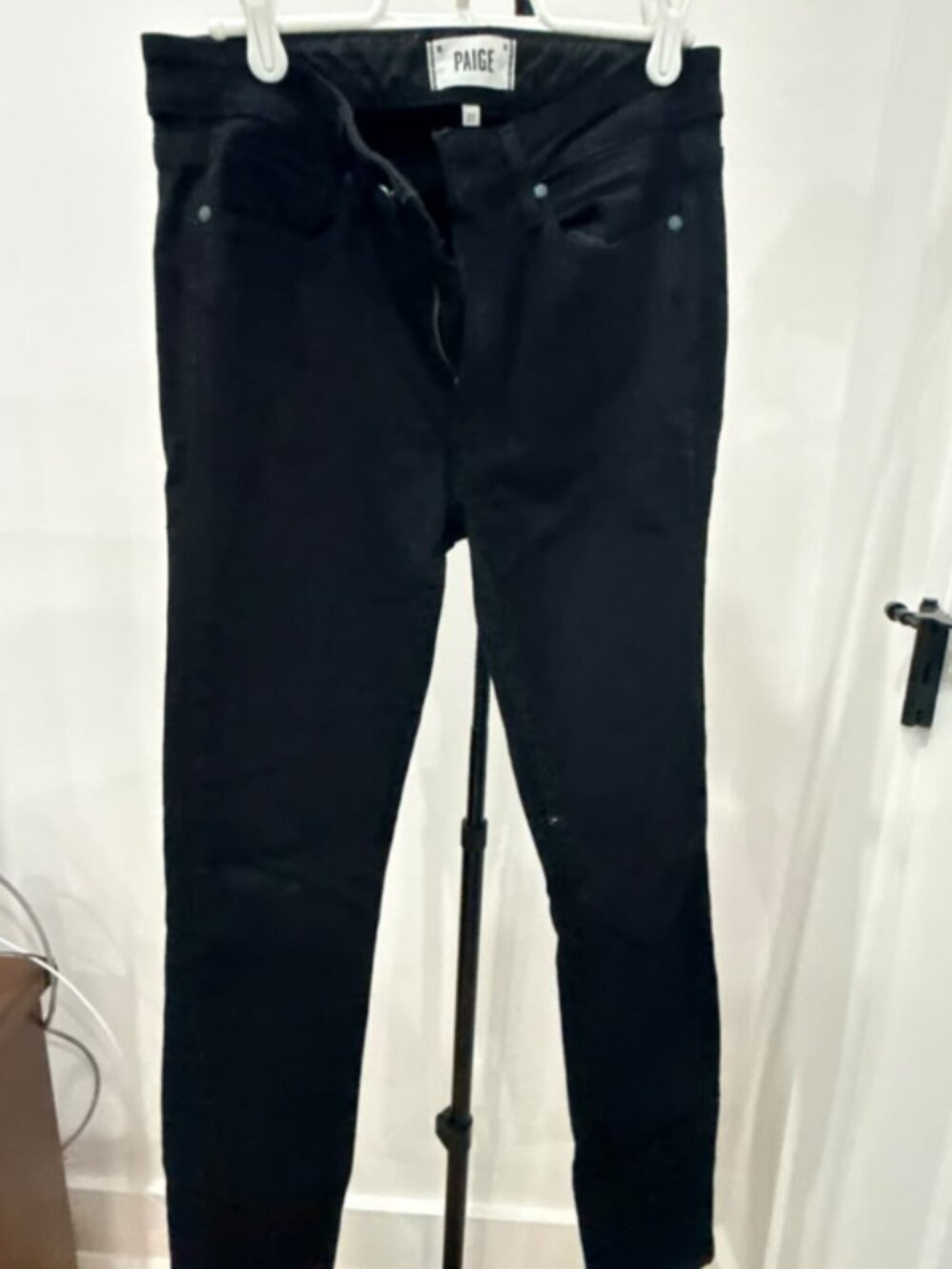 PAIGE Denim Black High Rise Skinny Jeans Size 27